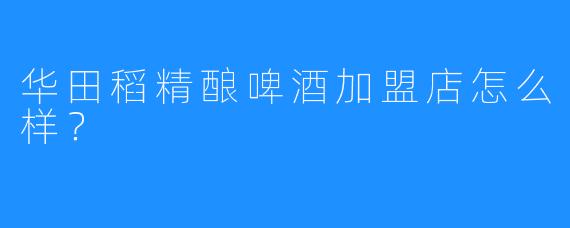 华田稻精酿啤酒加盟店怎么样?