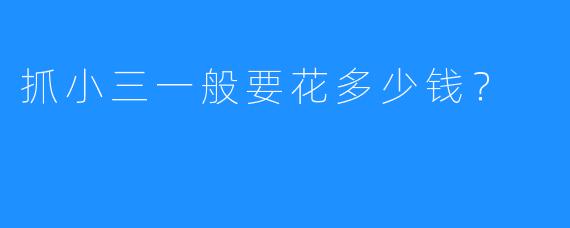 抓小三一般要花多少钱?