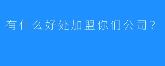 有什么好处加盟你们公司？