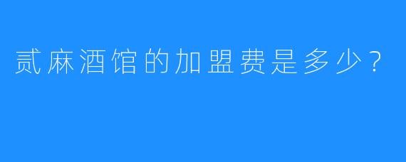 贰麻酒馆的加盟费是多少？