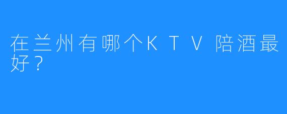 在兰州有哪个KTV陪酒最好?