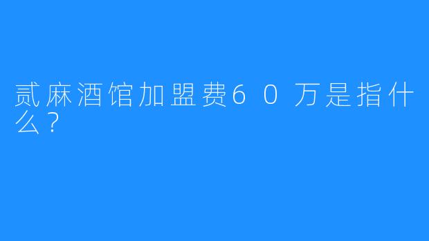 贰麻酒馆加盟费60万是指什么？
