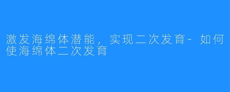 激发海绵体潜能,实现二次发育-如何使海绵体二次发育