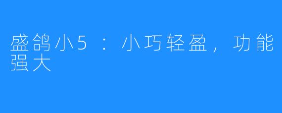 盛鸽小5:小巧轻盈,功能强大