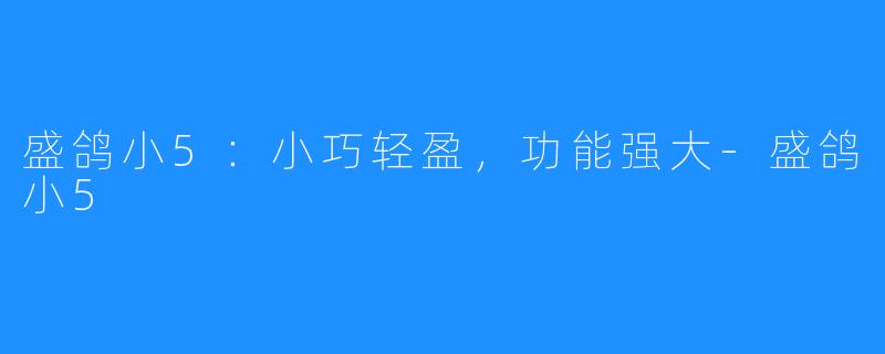 盛鸽小5:小巧轻盈,功能强大-盛鸽小5