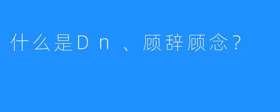 什么是Dn、顾辞顾念?
