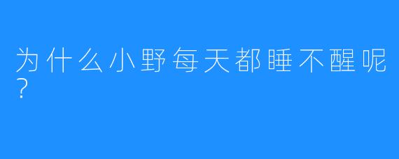 为什么小野每天都睡不醒呢?