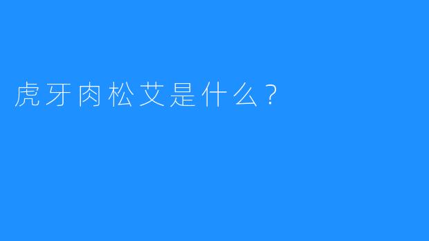 虎牙肉松艾是什么?