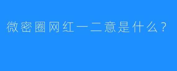 微密圈网红一二意是什么？  
