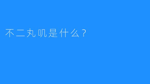 不二丸叽是什么？