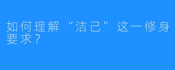 如何理解“洁己”这一修身要求？