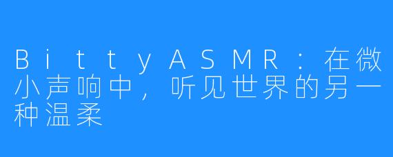BittyASMR:在微小声响中,听见世界的另一种温柔